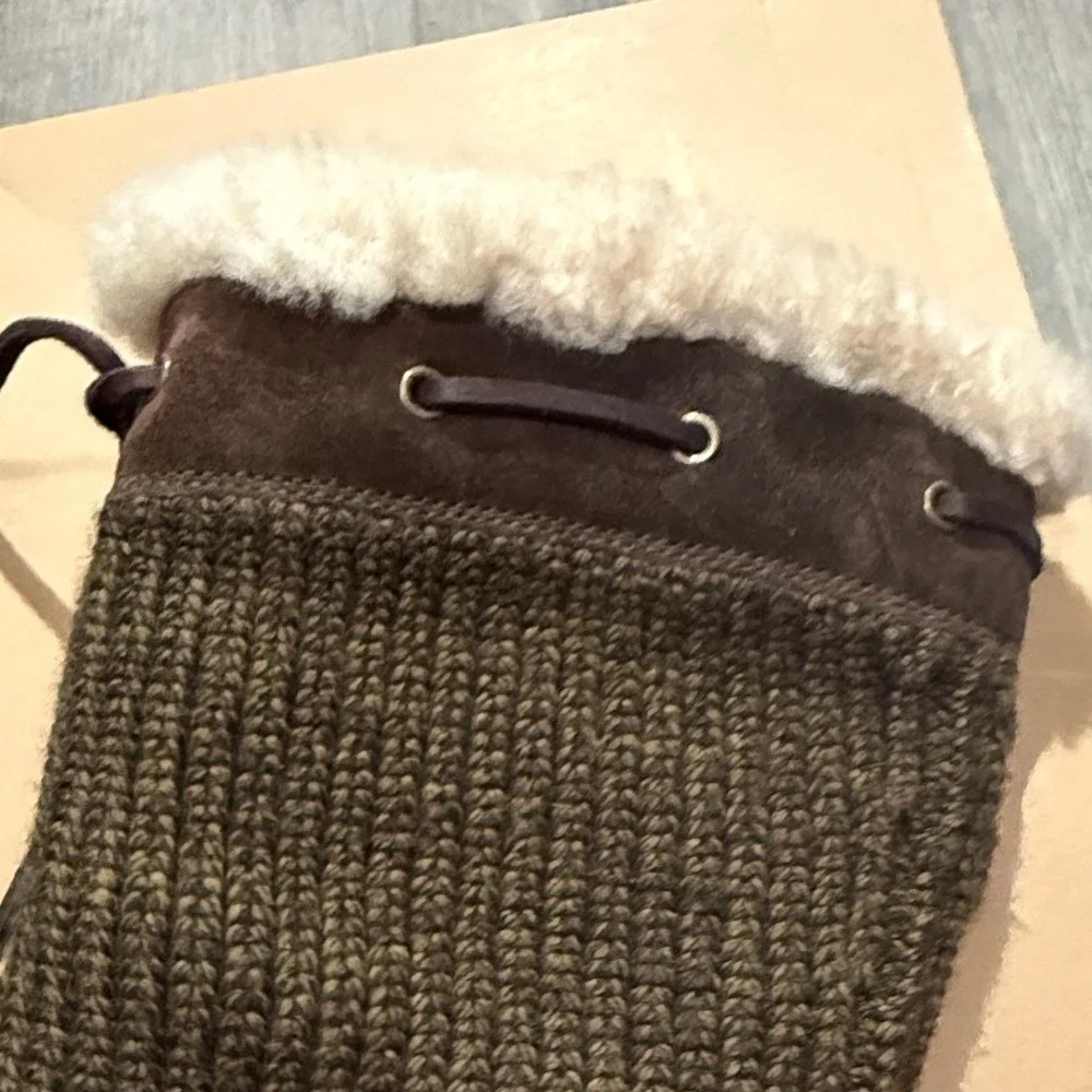 UGG Suburb Crochet Tall Women 7 Espresso  Suede‎ Knit Boots 5733